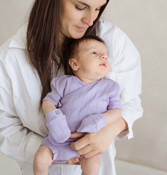 Manoplas bebé 100% algodón canalé calado KOMO